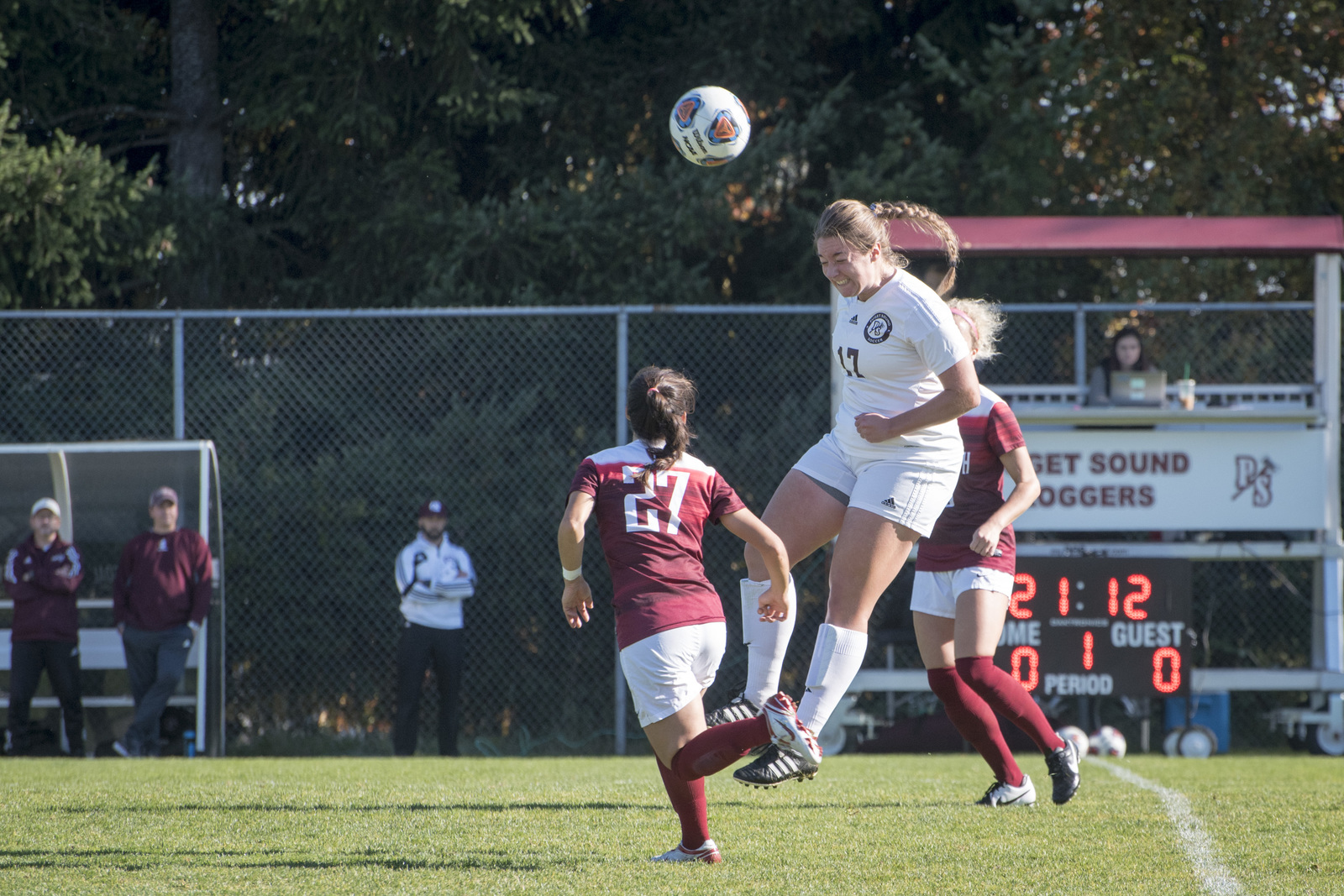 Women's soccer players on East Athletic Field
